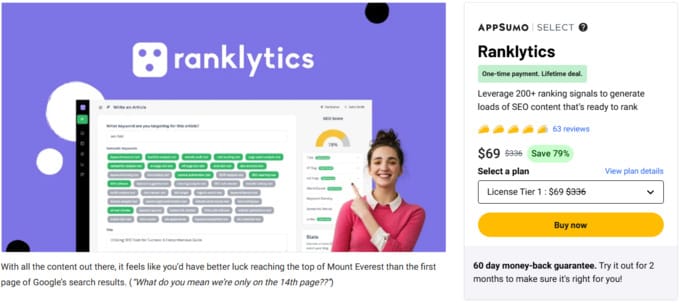 Ranklytics Coupon – 79% OFF Ranklytics Lifetime Deal from Appsumo - ONLY $69 1 Ranklytics Coupon – Ranklytics Lifetime Deal