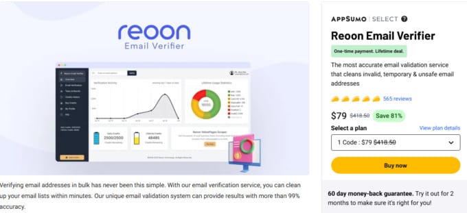 Reoon Coupon – 81% OFF Reoon Email Verifier Lifetime Deal from Appsumo