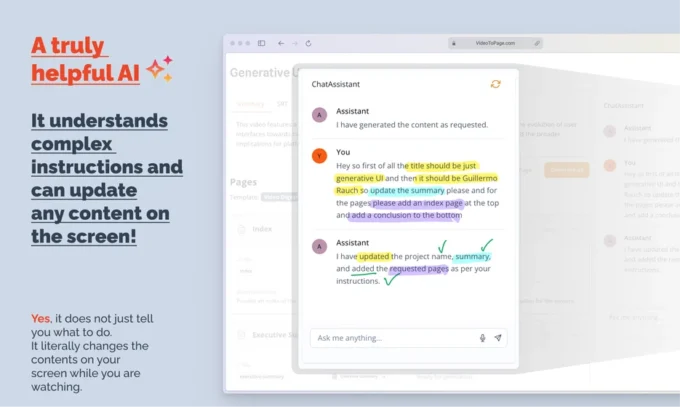 VideoToPage Coupon - 80% OFF VideoToPage Lifetime Deal from Appsumo 3 VideoToPage Feature - Dynamic chatbot assistance