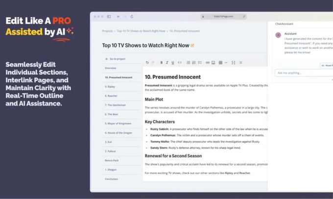 VideoToPage Coupon - 80% OFF VideoToPage Lifetime Deal from Appsumo 4 VideoToPage Feature - Edit and format in real time