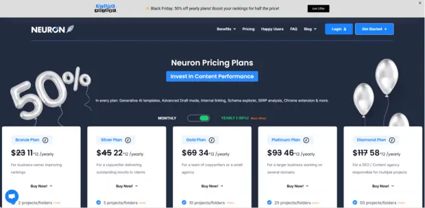 NEURONwriter Black Friday Sale 2024 - 50% Off on Annual Plans 2 NEURONwriter Black Friday Deal 2024