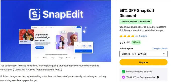 59% Off SnapEdit Discount: Lifetime Deal on AI Photo Editor 2 59% Off SnapEdit Discount - Lifetime Deal on AI Photo Editor