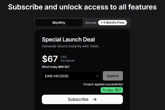 Vid.AI Discount - 33% OFF. Limited time only! 4 Apply Vid.AI Coupon Code - Get 33% OFF