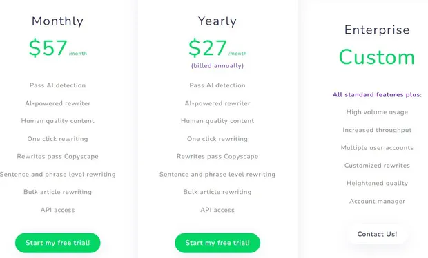 WordAI Free Trial | Start Your 3-Day Trial Today! 2 WordAi Pricing - WordAi discounts 54% off on yearly plan